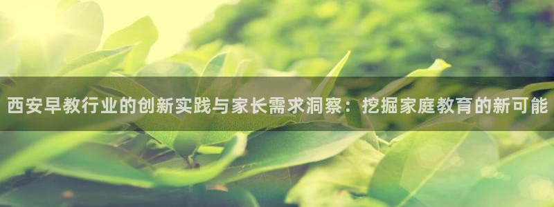 恒行娱乐毓婆74ooo5仪：西安早教行业的创新实践与家长需求洞察：挖掘家庭教育的