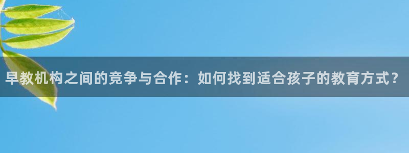 恒行2冯74OOO5：早教机构之间的竞争与合作：如何找到适合孩子的教育方式？